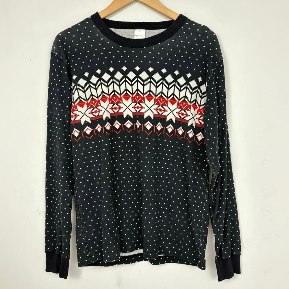 Hanna Andersson Women’s Size M Pajama Top Fair Isle Organic Cotton LS Snowflake